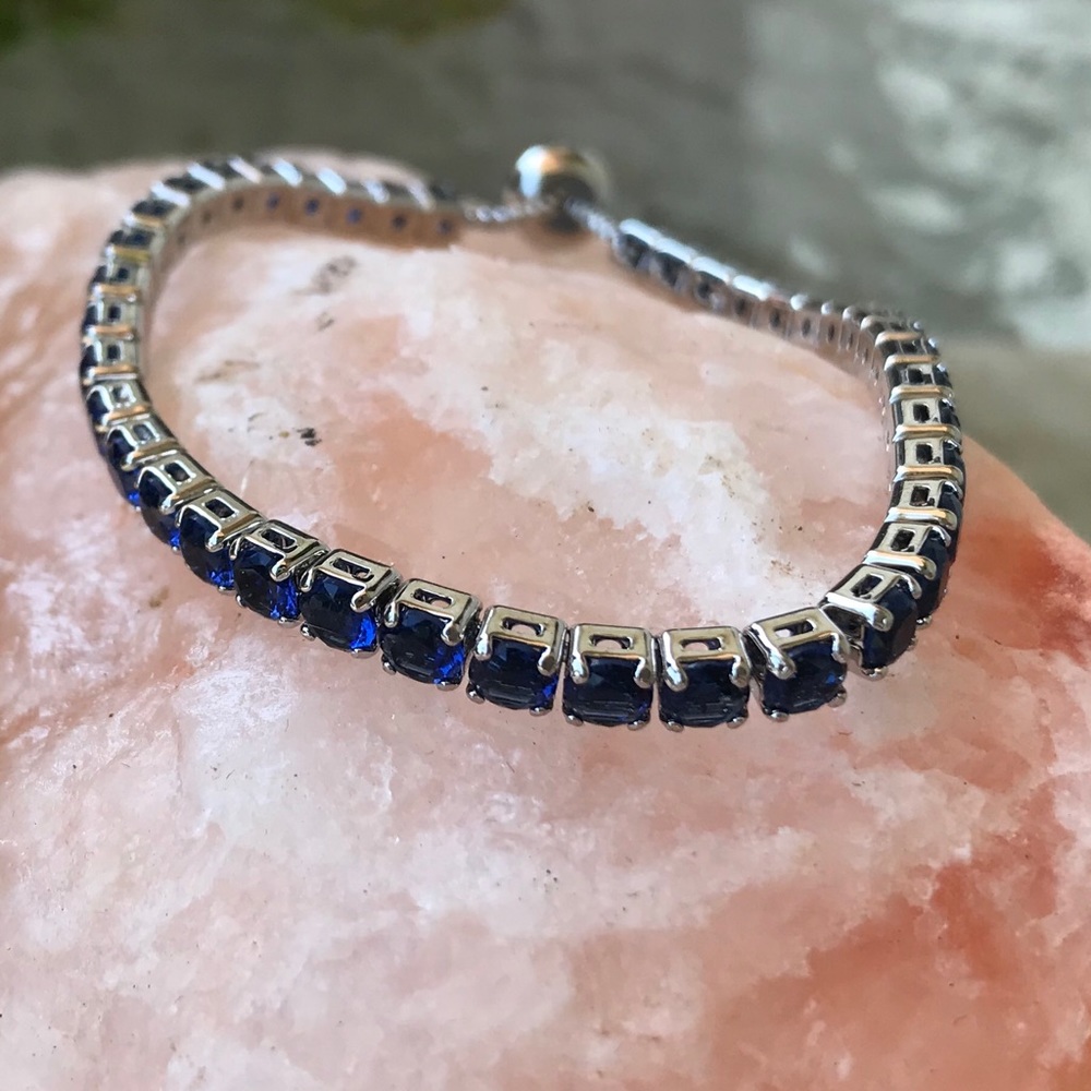 6.45ctw 14k WGF Created Sapphire Bracelet